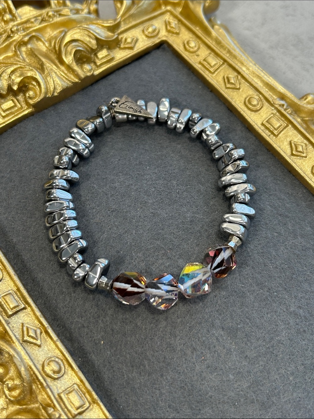 Erimish Silver Bracelet with Multicolor Crystal Beads